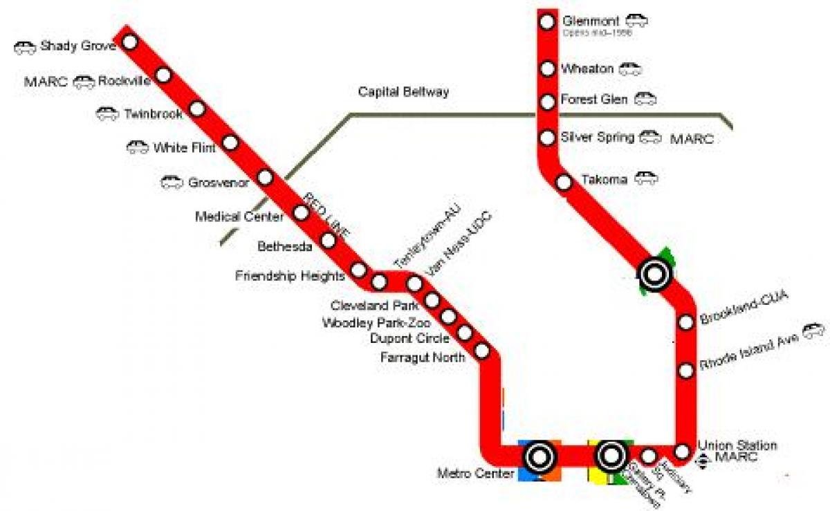 washington dc metro crvene linije mapu