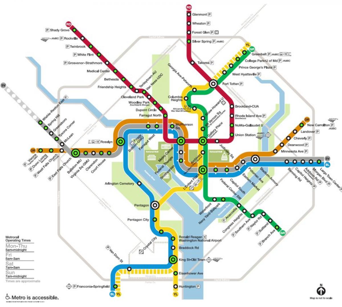 washington metro stanicu mapu