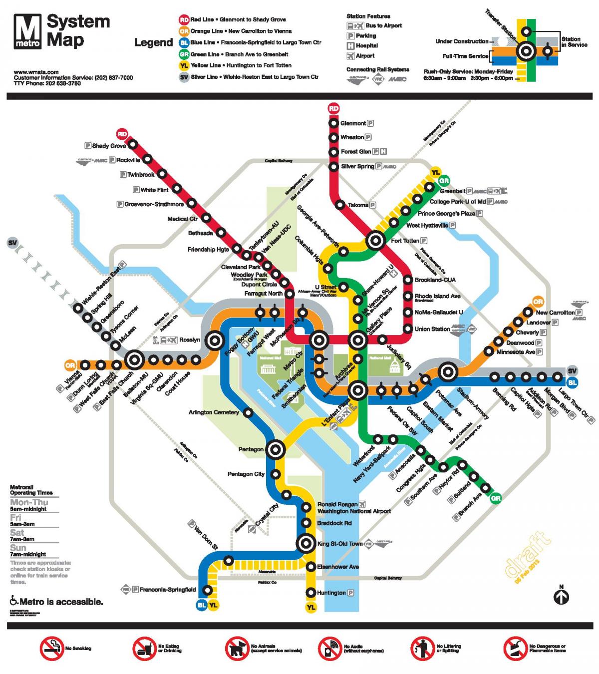 washington dc metro liniju mapu