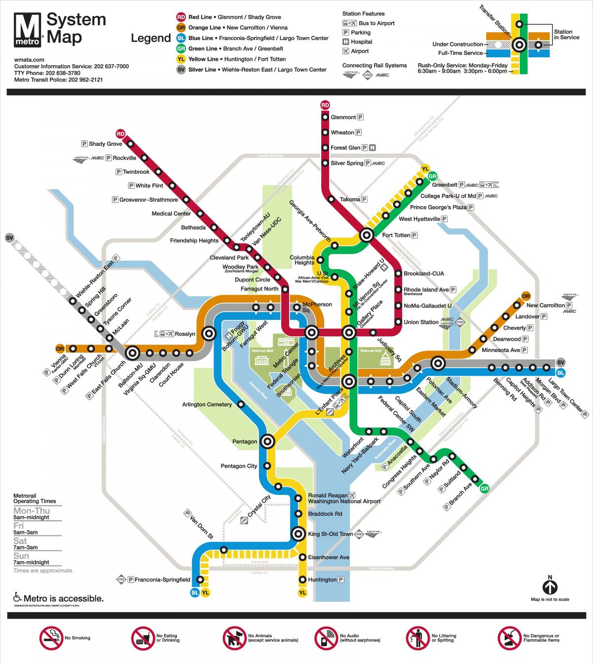 washington dc metro mapu silver liniji