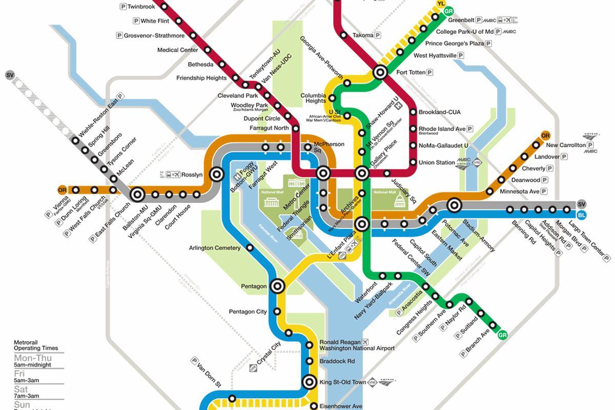 washington dc metro sistem mapu