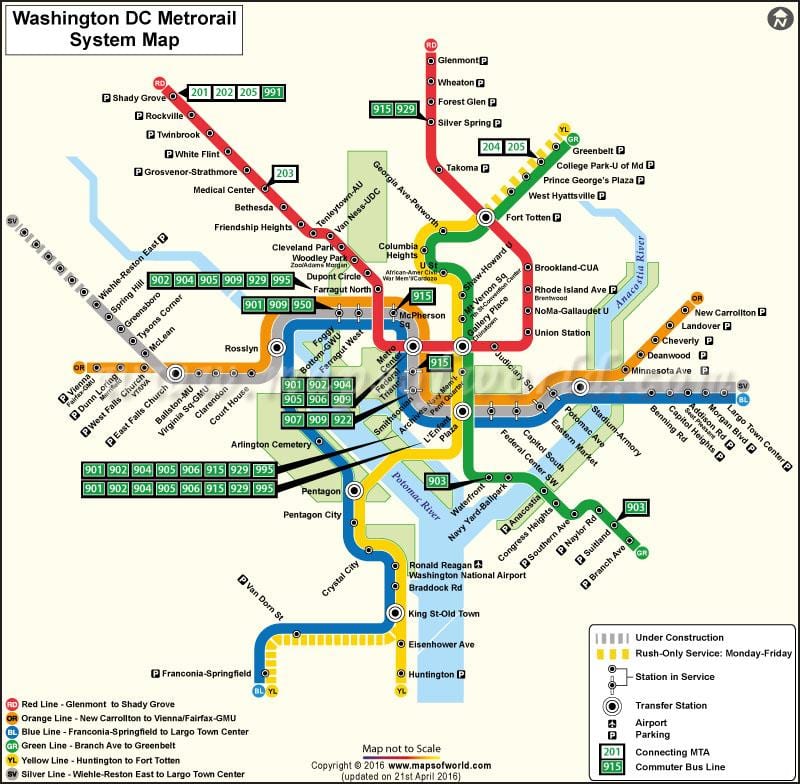 washington dc tramvaj mapu