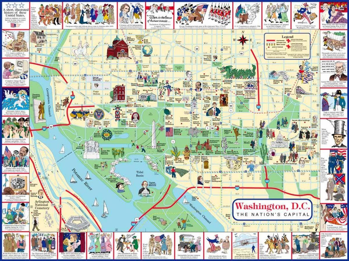 mapa hoda mapu washington dc atrakcije