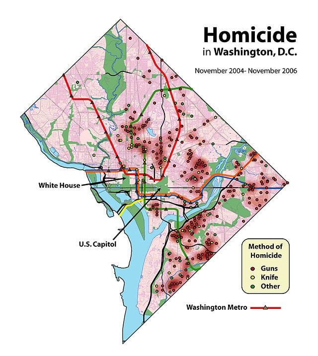 washington dc loše četvrti mapu