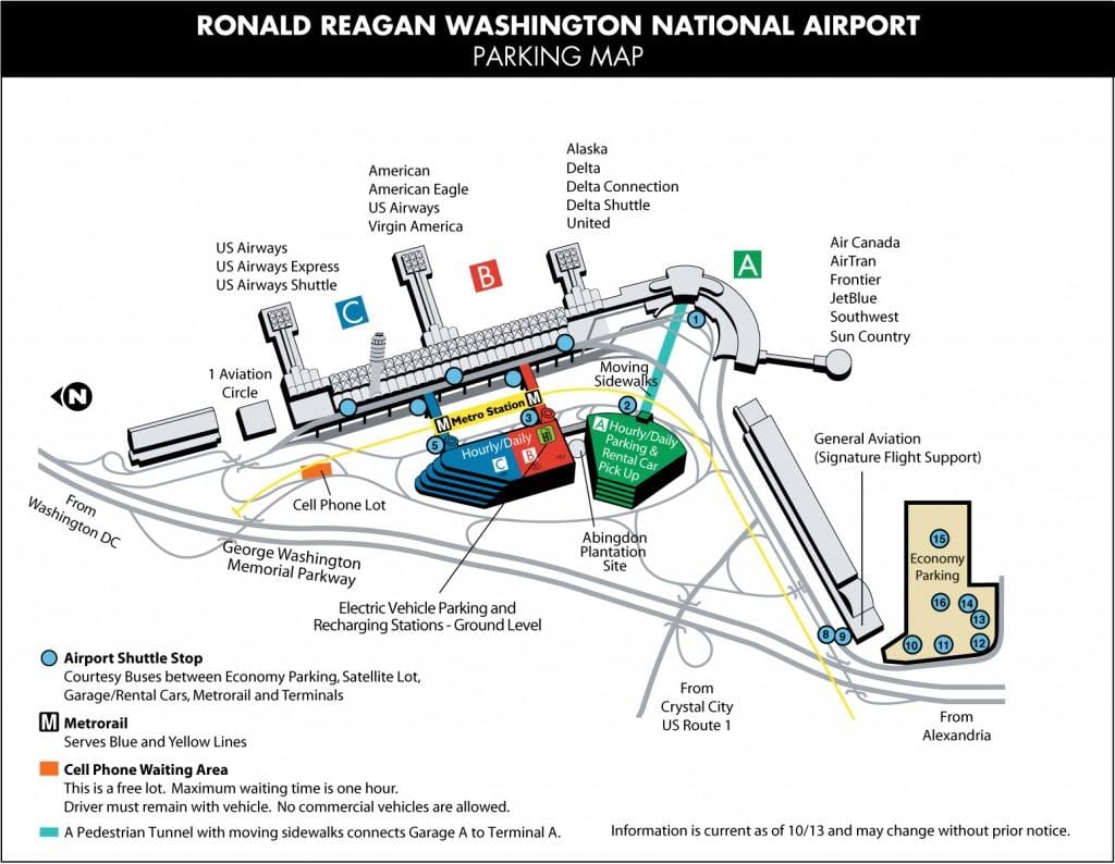 reagan aerodrom vrata mapu