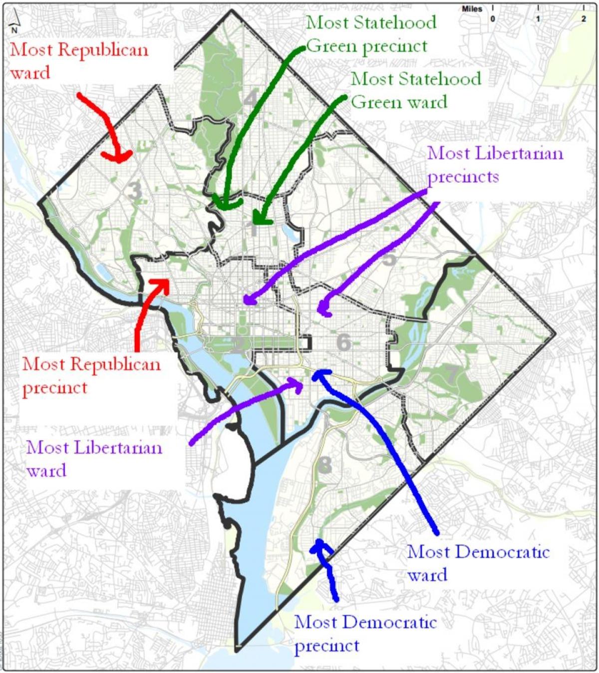mapa washington dc politički