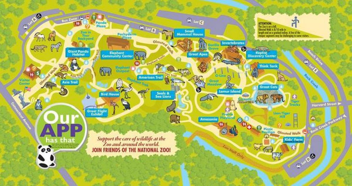 nacionalni zoo-u washington dc mapu
