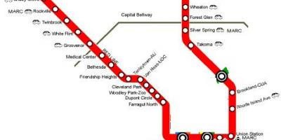 Washington dc metro crvene linije mapu