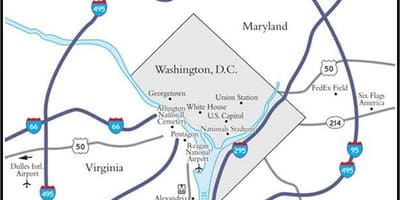 Washington području grada mapu