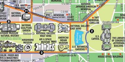 Mapa washington dc-u muzeje i spomenike
