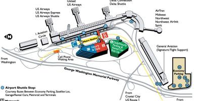 Ronald reagan washington nacionalni aerodrom mapu