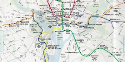 Washington dc ulična mapa sa metro stanice